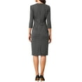 thumbnail image 3 of INSPIRE CHIC Houndstooth Dress for Women's 3/4 Sleeve Elegant Cinched Waist Bodycon Dress XS Dark Grey, 3 of 6