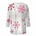 thumbnail image 5 of Lolmot Christmas 3/4 Sleeve Tops for Women Fashion Snowflake Christmas Print Graphic Tee Shirts Casual Crew Neck Tee Tops Blouse, 5 of 5