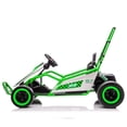 thumbnail image 4 of 24V 8.5 MPH Electric Go Kart for Kids, 400W Powerful Drift Kart w/ Front EVA Wheel & Metal Frame, Ride on Toy w/ Music & Lights, Suspension, 2 Speed, 5 Point Harness, Crazy Cart for Ages 6+, Green, 4 of 7
