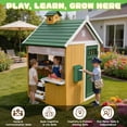 thumbnail image 3 of COCLUB Playhouse for Kids Outdoors, 2-in-1 Backyard Playhouse with Grocery Store and BBQ Grill Station, Cedar Wood, Green, 3 of 9