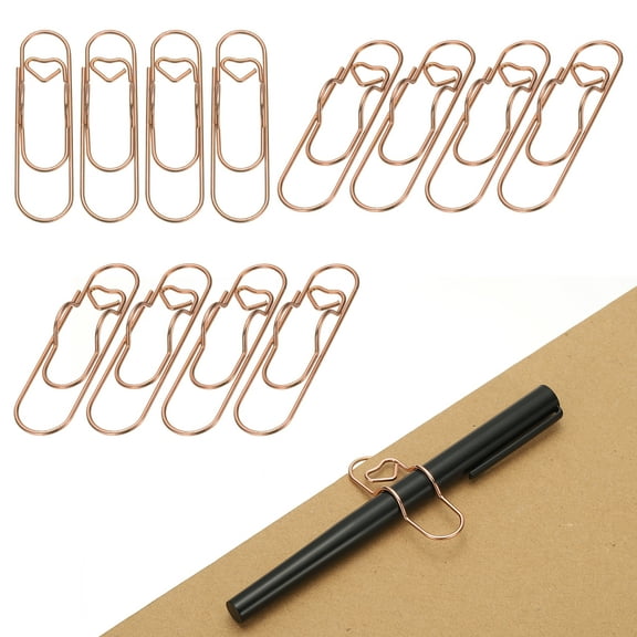 Uxcell 12Pcs Pen Holder Clips, Cute Heart Notebook Clips Rose Gold