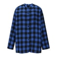 thumbnail image 4 of vigerkar Womens Plaid Shirts Oversized Button Down Shirts Long Sleeve Cotton Checkered Casual Blouse Top (Blue, 4XL), 4 of 4