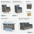 thumbnail image 6 of MEISSALIVVE 7 Pieces Patio Furniture Set with 43" Fire Pit Table, Wicker Patio Conversation Set with Swivel Rocking Chairs, Outdoor Patio Set for Lawn Backyard Porch (Grey), 6 of 10