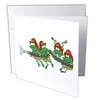 3dRose Funny Firefighter Froggy Frogs, Greeting Cards, 6 x 6 inches, set of 12