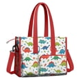 thumbnail image 2 of Teacher Tote Bag,Colorful Dinosaur and Flower Pattern Teacher Utility Tote Bag,Large Work Tote Bags for Women with Multiple Pockets,Top Zipper Closure,13.8x10.6x6.7 Inch, 2 of 5