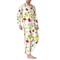 thumbnail image 2 of Disketp Strawberry and Lemon Mens Pajama Set, Soft Warm Long Sleeve Sleepwear, Cozy Button-Down Pjs for Men-X-Large, 2 of 7