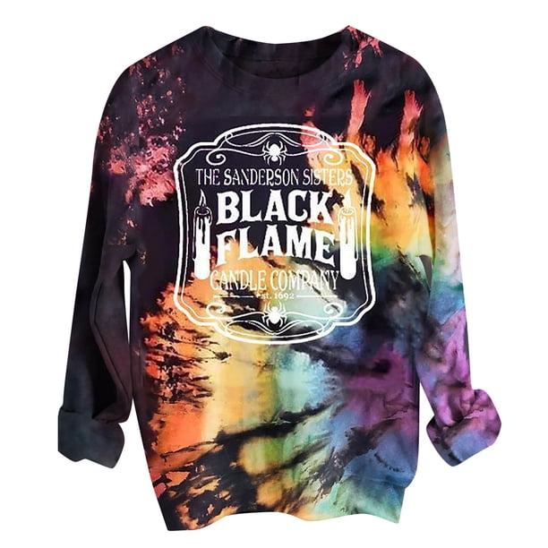 Mujeres Tops Tie-dye Casual Manga larga Halloween Sudadera Pullover Camisas Blusa Fridja fksj210