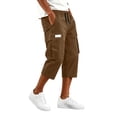 thumbnail image 7 of Below The Knee Shorts for Men Corduroy Long Cargo Shorts Casual 3/4 Length Sweat Capris with Pockets Coffee 3XL, 7 of 7