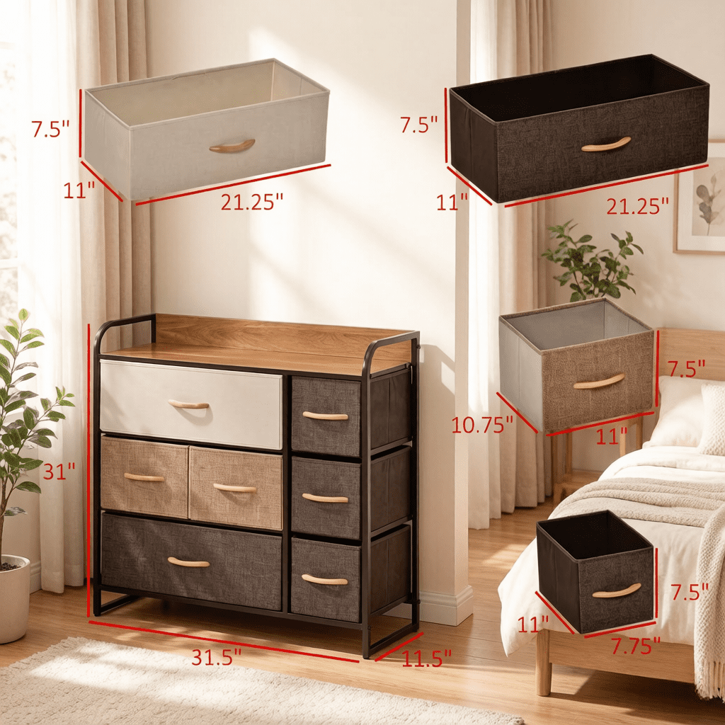 Modern Storage Cabinet with Open Top Shelf,Vertical Chest of Drawers,Stylish Floor Cabinet,Storage Dresser