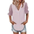 thumbnail image 1 of Gibobby Blusa Casual de Mujer Blusa gasa con cuello en V color liso para mujer con mangas(Rojo,XL), 1 of 5