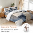 thumbnail image 7 of Abstract Art Bedding Duvet Cover Set Full Size 4 Pieces Blue Gary Collage Color Block Oil Painting Bedding Set with Zipper Closure, 1 Comforter Cover 86x86 Inches 1 Flat Sheet & 2 Pillow Cases, 7 of 7