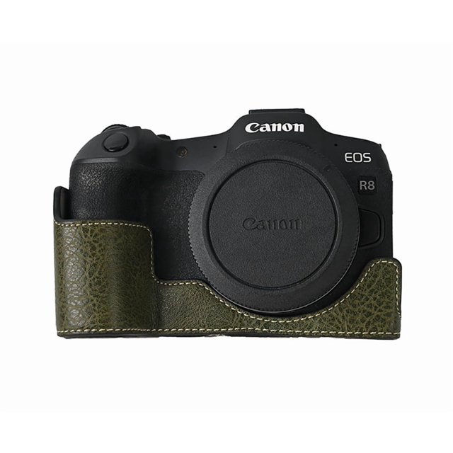 GadgetCom Camera Half Case Compatible with Canon EOS R8 , Anti-Slip PU Leather Shell Protective Cover