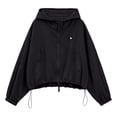 thumbnail image 3 of Womens Versatile Hooded Jacket Zip Front with Pockets Lightweight Windbreaker for Everyday Outerwear Activities Black,L, 3 of 3