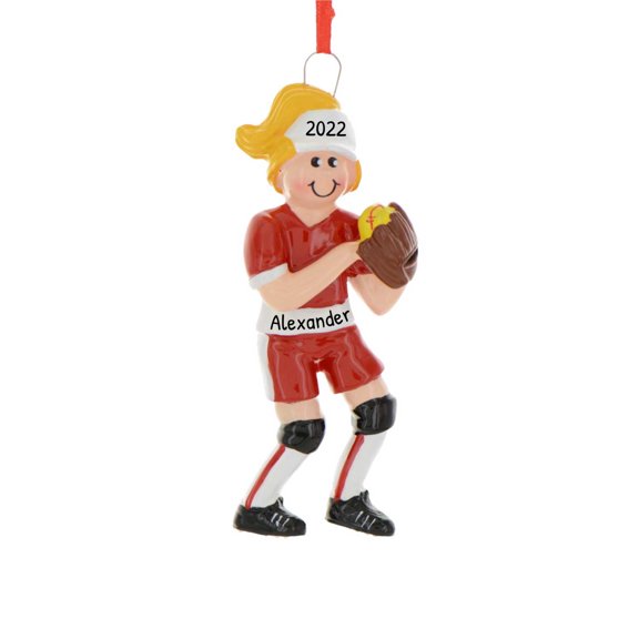 Personalized Softball Christmas Ornaments 2024 - Personalized Softball Gifts, Softball Ornament 2024, Sports Ornaments, Softball Keepsake - Blonde Softball Girl - Free Customization