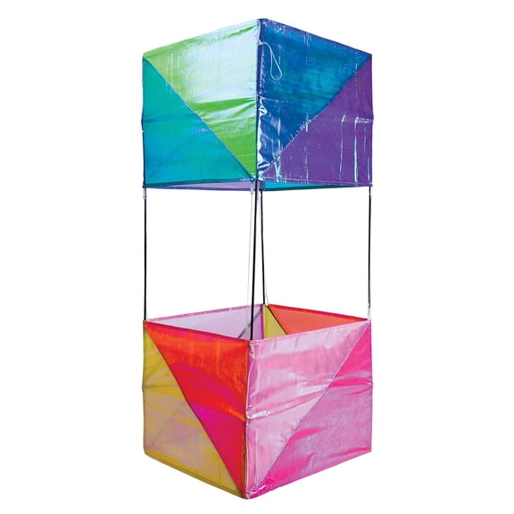In the Breeze 3531 — Iridescent Double Box Kite — Colorful, Shimmering Beginner Kite, Line and Reusable Bag Included