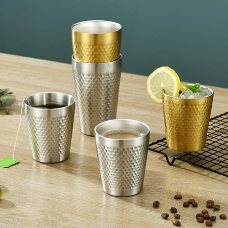 

Hesroicy 175ml/300ml Beer Cup Wear-Resistant Break-Resistant Stainless Steel Double-Wall Beverage Mug for Bars