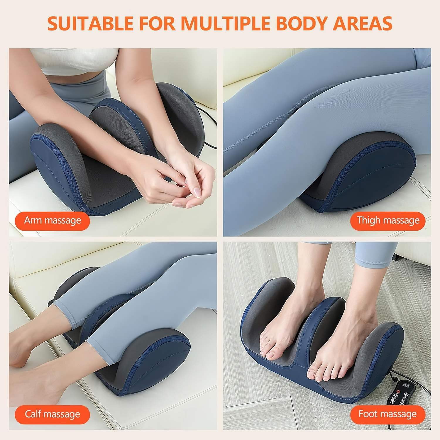 Shiatsu Foot Massager with Heat, Deep Kneading Foot & Calf Massager for Plantar Fasciitis, 5 Modes, 3 Speeds, Adjustable Roller for Home and Office Relaxation