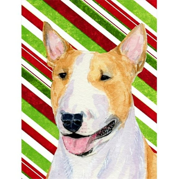 11 x 15 In. Bull Terrier Candy Cane Holiday Christmas Flag, Garden Size