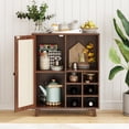 thumbnail image 6 of Aukfa Rattan Sideboard Cabinet with Wine Rack, Wooden Buffet Bar Cabinet with Storage for Kitchen, Dining Room,Walnut, 6 of 8