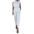 thumbnail image 2 of 2 Piece Lounge Set Women Set Button Short Sleeve Crop High Waist Drawstring wide leg pants Active Wear Sets Tracksuits White 2XL, 2 of 7