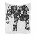 thumbnail image 1 of Animal Soft Flannel Fleece Throw Blanket, Floral Pattern with Flower Petals on the Body Tropical Boho Style Zoo Image, Cozy Plush for Indoor and Outdoor Use, 60" x 80", Grey White, by Ambesonne, 1 of 6