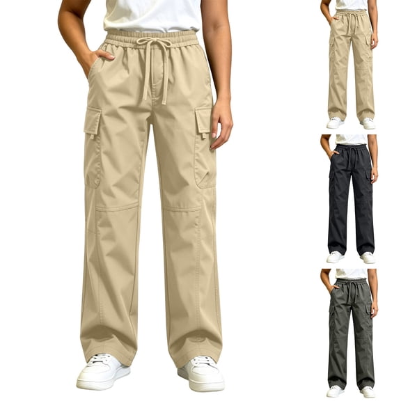 LIaqionyy Hiking Cargo Pants for Womens Lightweight Waterproof High Waist Outdoor Joggers Trousers with Pockets