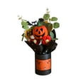 thumbnail image 2 of AYktou Halloween Pumpkin Bouquet, Mini Ghost Pumpkin Flowers Ornament Pumpkin Ghost with Two Knitting Flowers Gift Decoration for Living Room, Window Display, Fireplace, Dining Table, Yellow, 2 of 6
