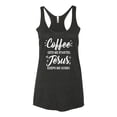 thumbnail image 2 of Wild Bobby Coffee Gets Me Started Jesus Keeps Me Going Inspirational/Christian Women Tri-Blend Racerback Tank Top, Vintage Black, Large, 2 of 5