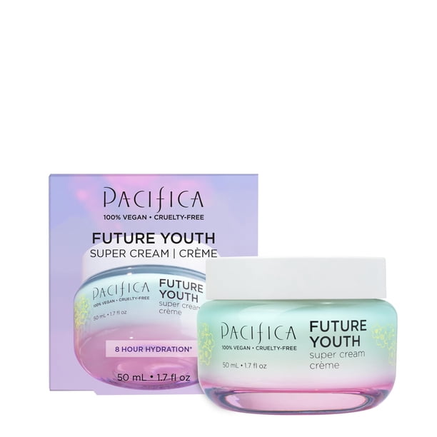 Pacifica Beauty Future Youth Super Cream Crema hidratante facial diaria Cuidado de la piel Hidratante Envejecimiento Crema ligera reafirmante Crema facial para envejecimiento y todo tipo de piel Vegan