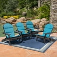 thumbnail image 2 of GDF Studio Cartagena Outdoor Acacia Wood Folding Adirondack Chairs with Cushions, Set of 4, Dark Gray and Dark Teal, 2 of 10