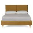 thumbnail image 3 of Base de Cama Matrimonial Makora Luma Mostaza Tapizada en Tela Tipo Lino (No Incluye Colchón), 3 of 9