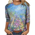 thumbnail image 2 of ICHUANYI Liquidación Mujer Verano Moda Estampado de flores Cuello redondo Manga larga Camiseta Top Blusa Jersey ICHUANYI WER202308253180, 2 of 5