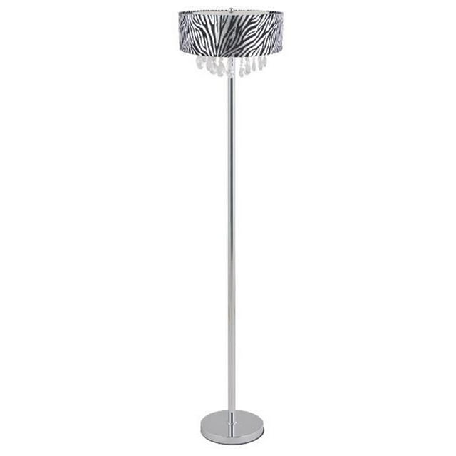 All The RagesLF1000-ZBA Trendy Crystal and Chrome Floor Lamp with Zebra Print Drum Shade