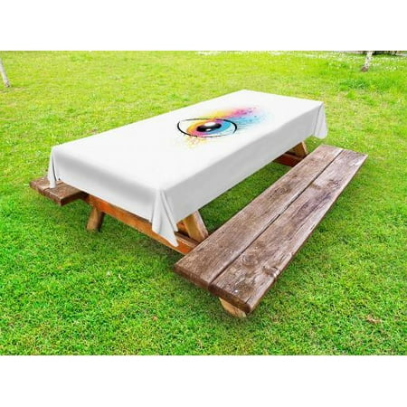 

Eyelash Outdoor Tablecloth Artistic Eye Lively Colored Spring Nature Inspired Floral Creativity Inspiration Decorative Washable Fabric Picnic Tablecloth 58 X 120 Inches Multicolor by Ambesonne