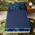 thumbnail image 4 of Erosebridal Cartoon Prehistoric Zipper Full Size Comforter Sets with Fitted Sheet and 2 Pillowcases for Boys Men, Dinosaur Plant Print Zipper Bedding Set, Navy Reversible, 4 Pieces, 4 of 7