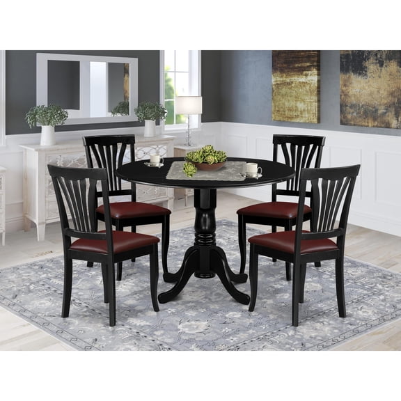 East West Furniture Dublin 5-piece Traditional Wood Dinette Set in Black