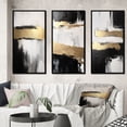 thumbnail image 1 of Designart "Horizontal Perspectives Abstract in Gold and Black VII" Abstract Painting Framed Wall Art Set Of 3 - Gold Modern Frame Gallery Wall Set For Home Decor, 1 of 6