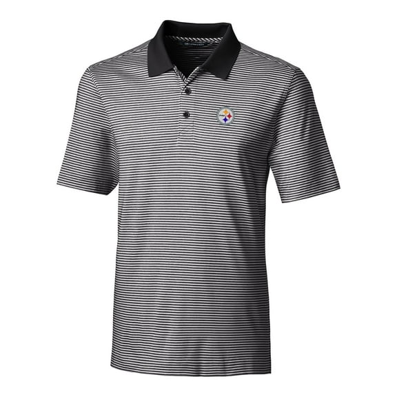 Men's Cutter & Buck Black Pittsburgh Steelers Big & Tall Forge Tonal Stripe Polo