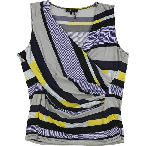 Blusa sin mangas a rayas DKNY para mujer azul mediano