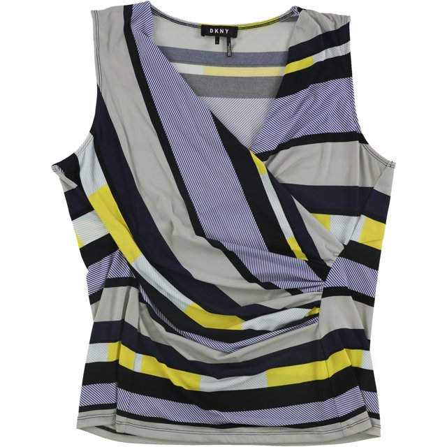 Blusa sin mangas a rayas DKNY para mujer azul mediano