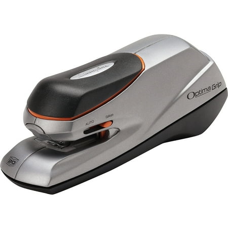 Swingline Optima Grip(r) 20-Sheet Half-Strip Electric Stapler, Silver, Black