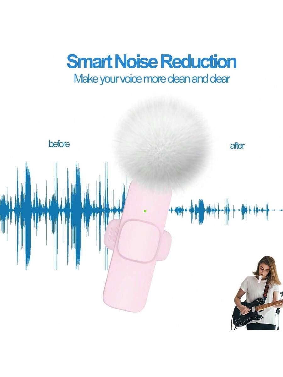 Wireless Lavalier Microphone For Phone IPad TypeC Lapel Mics Plug-Play 2.4G Ultra-Low Delay Built-In Noise Reduction Chip 8H Working Time For Video Recording Interview Podcast Vlog