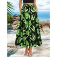 thumbnail image 3 of Hibeli Womens Tie Front Elastic Waist Slit Long Skirt Tropical Leaf Printed Flowy Maxi Skirts With Pockets, 3 of 8