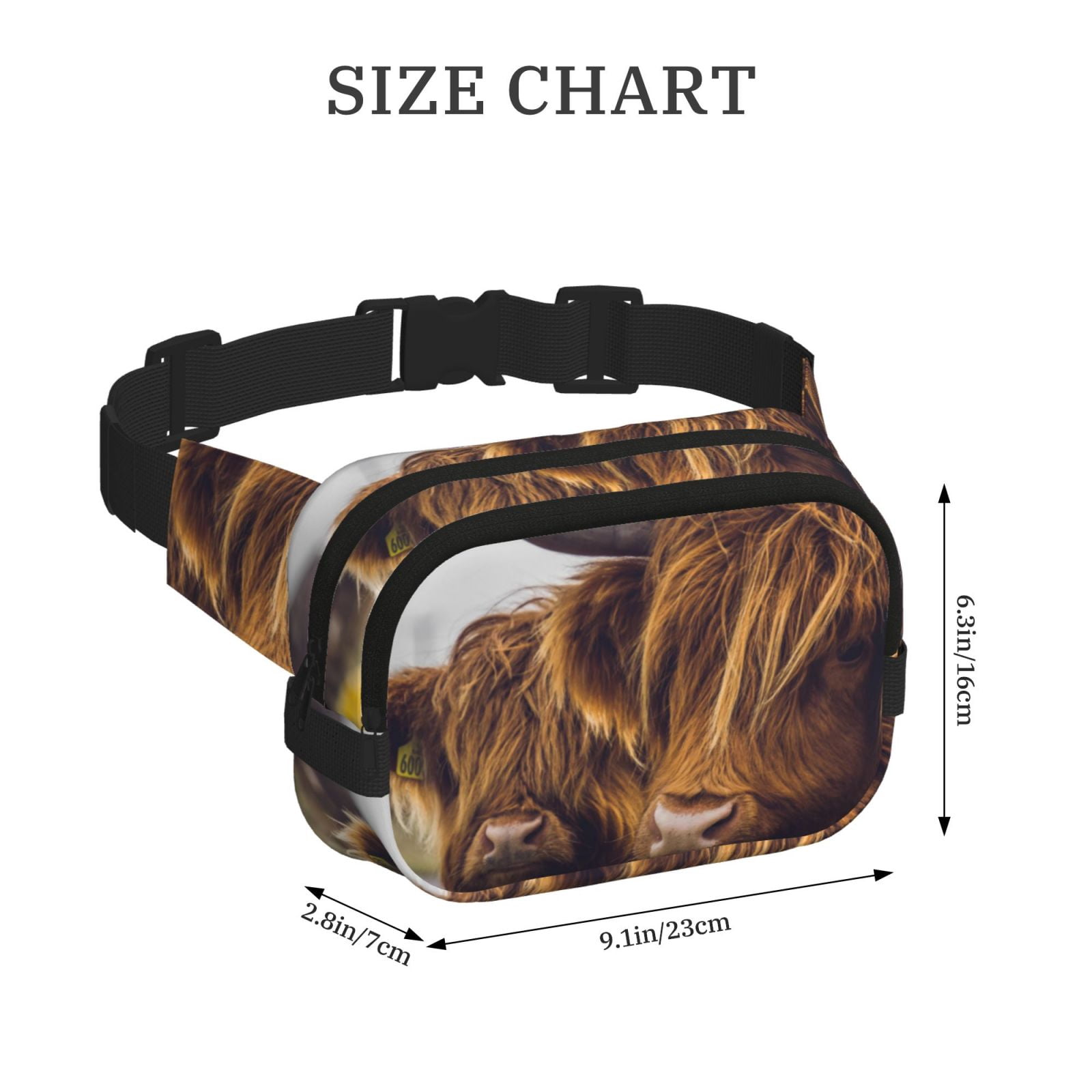 Picia Portrait Of Cow With Its Baby Cow Print Square Double-Layer Waist Bag Mini Adjustable Waist Belt Bag Exercise Running Travel Hiking