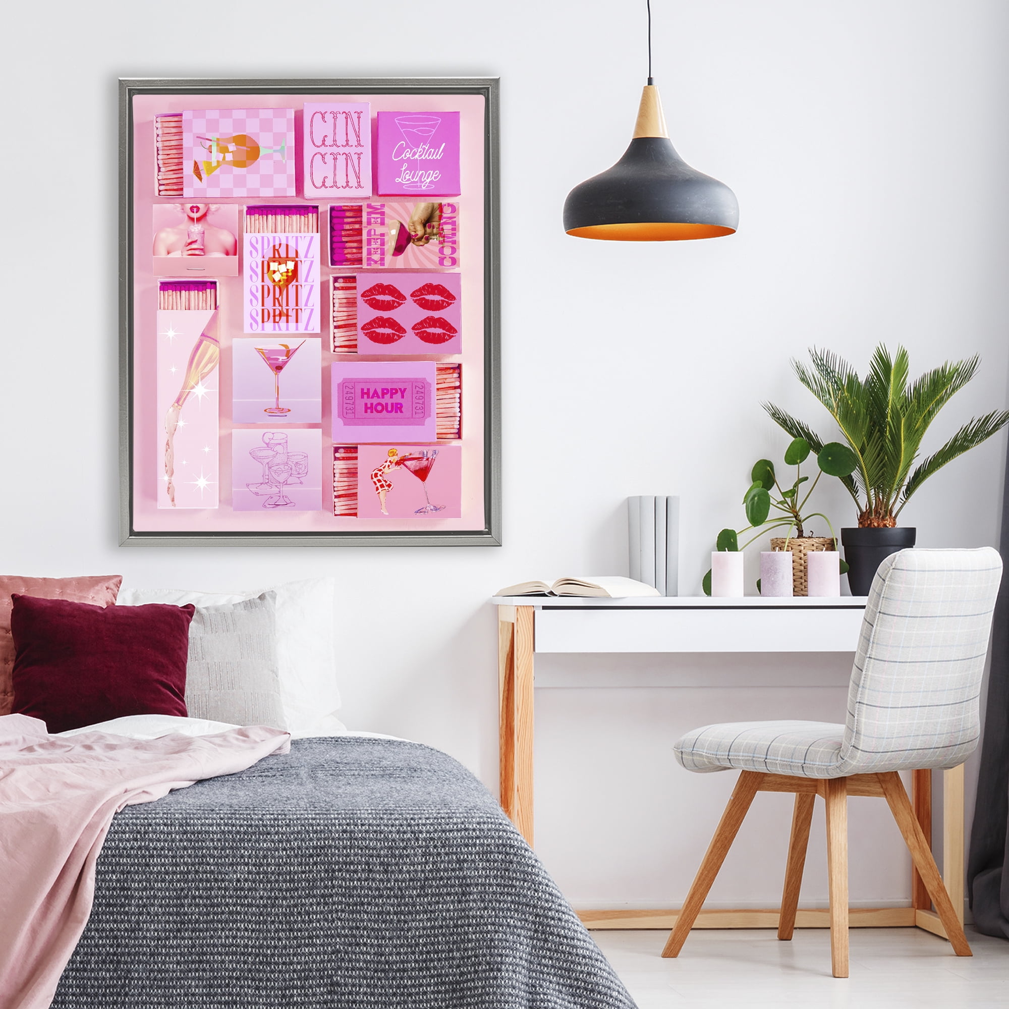 Feminine Glam Matches Gray Framed Floater Canvas Wall Art, design by Lil' Rue