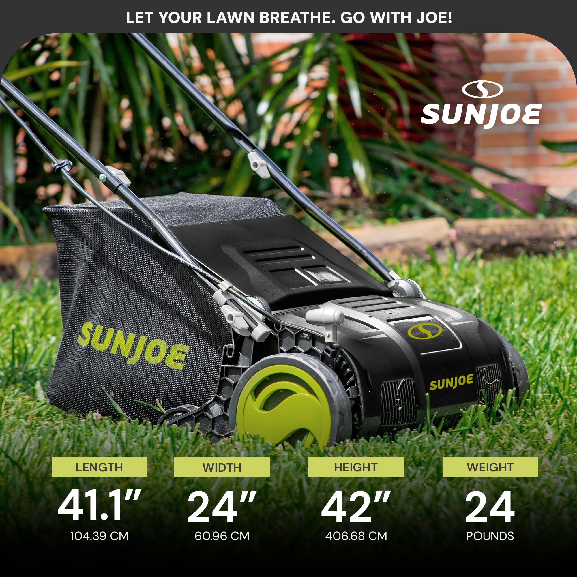 Sun Joe, AJ801E-RM, Walk-Behind Mowers, Electric Lawn Dethatcher Scarifier, 12 Amp, Green/ 13 Inch, 1, 1