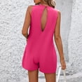 thumbnail image 5 of Women's Jumpsuits 2026 Casual Solid Summer Romper Sleeveless Crewneck Short Pants Romper with Pockets - Summer Romper Short Jumpsuits Wide Leg Overalls Casual Beach Vacation Outfits Hot Pink L, 5 of 7