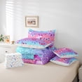 thumbnail image 6 of Manfei Teens Kawaii Butterfly 7pcs Bedding Comforter Set, Pink Blue Glitter Stars Galaxy Queen Bedding Sets, Cartoon Animal Reversible Queen Sheet Sets, Luxury Bedroom Decor, 6 of 8