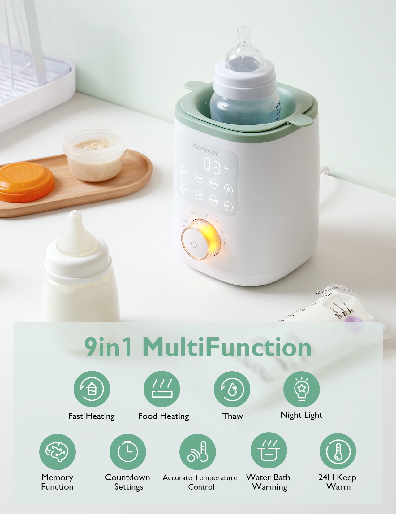 Momcozy Baby Bottle Warmer for Breastmilk, Safe Warm Water Bath, Fits Most Feeding Bottles