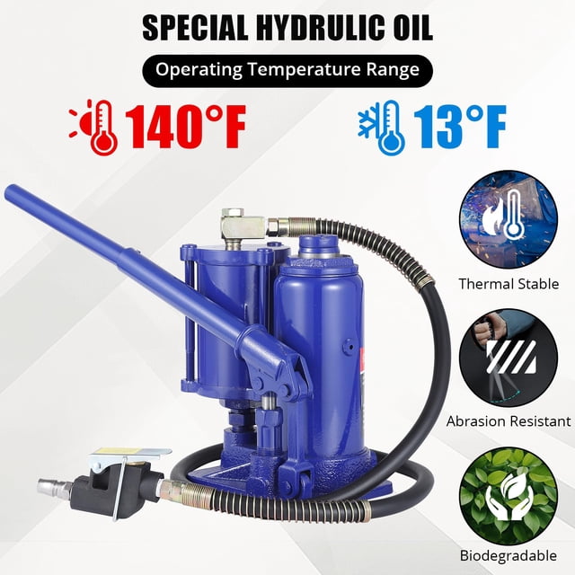 EDTara Quick Lift Air Hydraulic Bottle Jack, High Profile Heavy Duty In-Line Cylinder, Dual-Mode Manual/Pneumatic With Detachable Handle for Trucks and Equipment